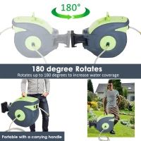 Outsunny 100’ Plastic Portable Outdoor Wall Mount Retractable Water Hose Reel(m-7)
