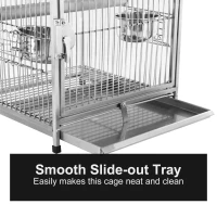 Open Box PawHut 25" Dome Top Stainless Steel Travel Bird Cage Carrier with Handle Perch(m-5)