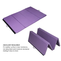 Soozier 6' x 4' x 2" PU Leather Folding Gymnastics / Martial Arts Mat - Purple(m-4)