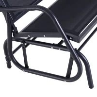 Outsunny Outdoor Front Porch Curved Loveseat Glider Rocker Bench Chair - Black(m-9)
