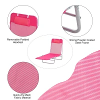Outsunny Mesh Reclining Lounge Chair Lightweight & Portable Outdoor Chair, Pink, Ultimate Comfort for Patio & Beach(m-4)