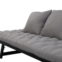 HOMCOM Click Clack Couch Convertible Futon Sleeper Sofa Bed - Modern - Linen Fabric  61" L Light Grey(m-7)