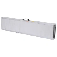 HomCom 10' Portable Tri-Fold Lightweight Aluminum Stair Doorway Entry Disability Ramp - Silver(m-5)