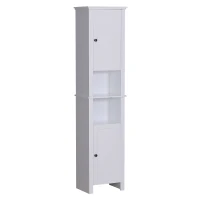 Open Box HomCom 67" Wood Free Standing Bathroom Linen Tower Storage Cabinet - White(m-6)