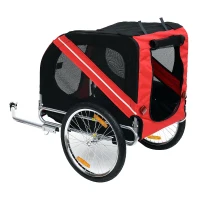 Open Box Aosom Elite Pet Dog Bike Trailer and Stroller with Type 'A' Hitch and Leash Hook - Red / Black(m-5)