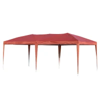 Outsunny 10' x 20' Pop Up Canopy Party Tent with 4 Removable Sidewalls - Rust Red(m-6)