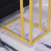 HomCom Modern Console C-Shape Side Table with Marble-Looking Tabletop, a Unique Modern Design, & Practicality - White(m-9)