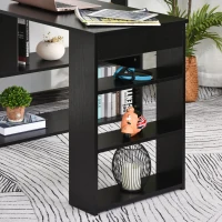 HomCom 360° Rotating Home Office Corner Desk and Storage Shelf Combo L-Shaped Table Workstation - Black(m-7)