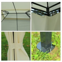 Outsunny 13" x 10" Outdoor Patio Gazebo 2-Tier Roof Pavilion Canopy Tent Steel with Curtains - Cream(m-5)