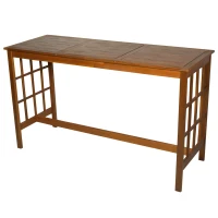 HomCom 7 Piece Acacia Wood Iconic Prairie School Style Bar Height Dining Set - Table/ 6 Stools(m-10)