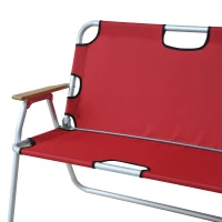 Outsunny 2-Person Folding Aluminum Love Seat Camping Chair - Red(m-4)