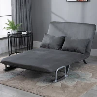 HomCom Twin Size Convertible Sleeper Bed Lounger Chair Faux Suede Microfiber Slip Cover - Gray(m-9)