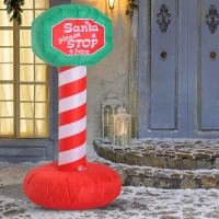 HOMCOM 6’ Outdoor Lighted Inflatable Christmas Road Sign - Santa Please Stop Here(m-2)