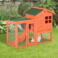 Pawhut 48" Wooden Rabbit Hutch w/ Ladder and Outdoor Run(m-3)