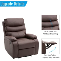 HomCom PU Leather Traditional Manual Recliner Chair - Brown(m-7)