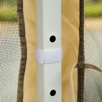 9.7' Square Outdoor Pop-Up Party Tent Patio Gazebo with Netting & Shade Canopy, Tan - Ideal for Gatherings & Events(m-8)