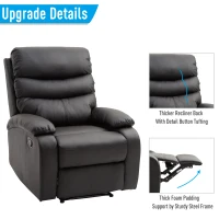 HomCom PU Leather Traditional Manual Recliner Chair - Black(m-6)