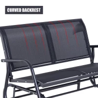Outsunny Outdoor Front Porch Curved Loveseat Glider Rocker Bench Chair - Black(m-6)