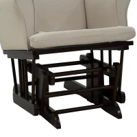 HomCom 2 Piece Rubberwood Linen Glider Rocking Chair with Ottoman Set - Cream White(m-10)