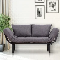 HomCom Single Person Convertible Bed Chaise Lounge Couch Adjustable Padded Lightweight - Gray(m-1)