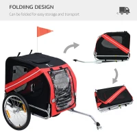 Aosom New Folding Pet Bicycle Trailer Dog Cat Bike Carrier w/ Drawbar Hitch Stroller - Red and Black(m-6)