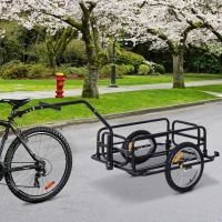 Aosom Folding Bicycle Bike Cargo Storage Cart and Luggage Trailer with Hitch - Black(m-2)