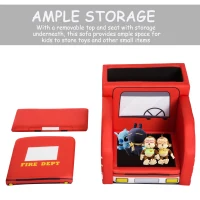 Qaba Kid's Sofa Chair Fire Truck Shape Storage Box 17" Multi Spandex Storage Sofa Chair - Fire Engine(m-4)