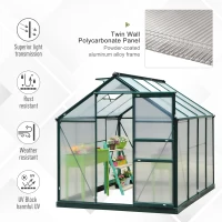 Outsunny 6' x 8' x 7' Polycarbonate Portable Walk-In Garden Greenhouse(m-4)