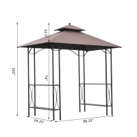 Outsunny 8' Outdoor Patio Double-Tier BBQ Grill Canopy Tent with Two Table Surfaces(m-4)