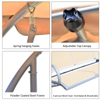 Outsunny Covered Outdoor Patio Swing Bench with Frame, Sand(m-4)