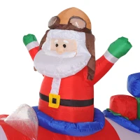 HomCom 8' Outdoor Animated Christmas Inflatable Pilot Santa in Propeller Plane(m-7)