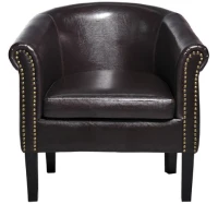 HomCom Faux Leather Traditional Club Armchair Smoking Chair - Dark Brown(m-1)