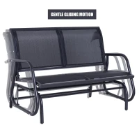 Outsunny Outdoor Front Porch Curved Loveseat Glider Rocker Bench Chair - Black(m-4)