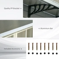 Outsunny Window Awning Door Canopy, 118" x 37.75" Polycarbonate Front Door Outdoor Patio Cover with Hollow Sheet for UV, Rain, Snow and Sunlight Protection, Brown(m-5)
