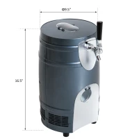 HOMCOM 5 Liter Mini Kegerator Beer Cooler Dispenser Portable -Black(m-3)