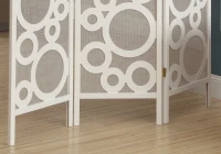 Monarch 3-Panel Contemporary Bubble Design Folding Privacy Screen Room Divider - White Wood Frame(m-3)