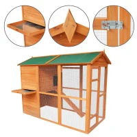 Pawhut Large Backyard Chicken Coop with Outdoor Run(m-5)