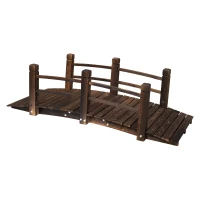 Outsunny 5" Wooden Rustic Arched Garden Bridge Yard Decoration with Railings - Stained Wood(m-8)