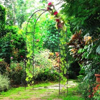 Outsunny 7.5' Metal Outdoor Garden Arch Arbor Trellis - Black Bronze(m-2)