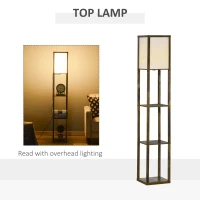 HOMCOM 3-Tier Floor Lamp, Standing Reading Light with Storage Shelves for Living Room, Bedroom, or Dining Room, Rustic Brown(m-6)