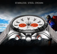 Senors Orange Dial Men's Chronograph Watch Grey Genuine Leather Strap Quartz Watch Auto Date Sports Mens Watches Internet Celebrity(m-11)