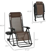 Outsunny Outdoor Rocking Chairs, Foldable Reclining Zero Gravity Lounge Rocker with Pillow, Cup & Phone Holder, Combo Design with Folding Legs, Brown(m-3)