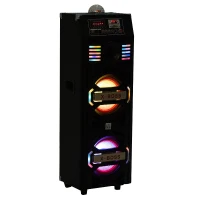 HomCom 100 Watt Portable Bluetooth Double Subwoofer Speaker System with LED Party Lights(m-4)