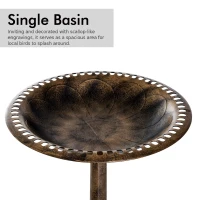 Outsunny 28" Tall Resin Free Standing Garden Pedestal Bird Bath Bowl - Bronze(m-5)