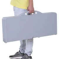 Outsunny Outdoor Picnic Table Chair 4-Seat Set Folding Patio Furniture w/Umbrella Hole - Grey(m-7)