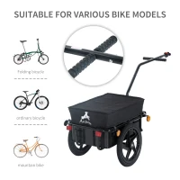 Aosom Bicycle Bike Cargo Trailer Steel Carrier Storage Cart Wheel Runner For Shopping - Black(m-4)