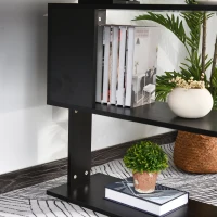 HomCom 360° Rotating Home Office Corner Desk and Storage Shelf Combo L-Shaped Table Workstation - Black(m-9)