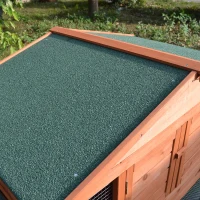 PawHut Rabbit Hutch Wooden House Small Animal Cage Deluxe Backyard Run Ramp(m-10)