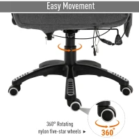 Vinsetto Adjustable Reclining Heating Massage Office Chair Linen Fabric - Grey(m-5)