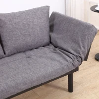 HomCom Single Person Convertible Bed Chaise Lounge Couch Adjustable Padded Lightweight - Gray(m-10)